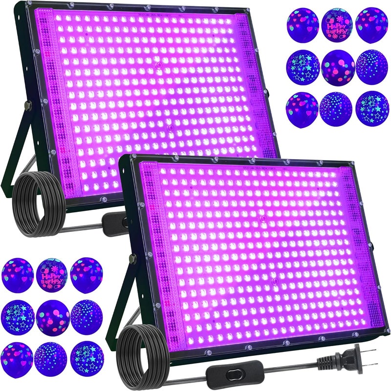 Arckarling 2 Pack 300W Blacklight 336 LEDs, UV Lamp Black Lights for Glow Party, 395nm, IP65 Outdoor Black Light Fixture for Halloween, Glow in The Dark Party, Fluorescent Poster Tapestry, Body Painting - Image 1